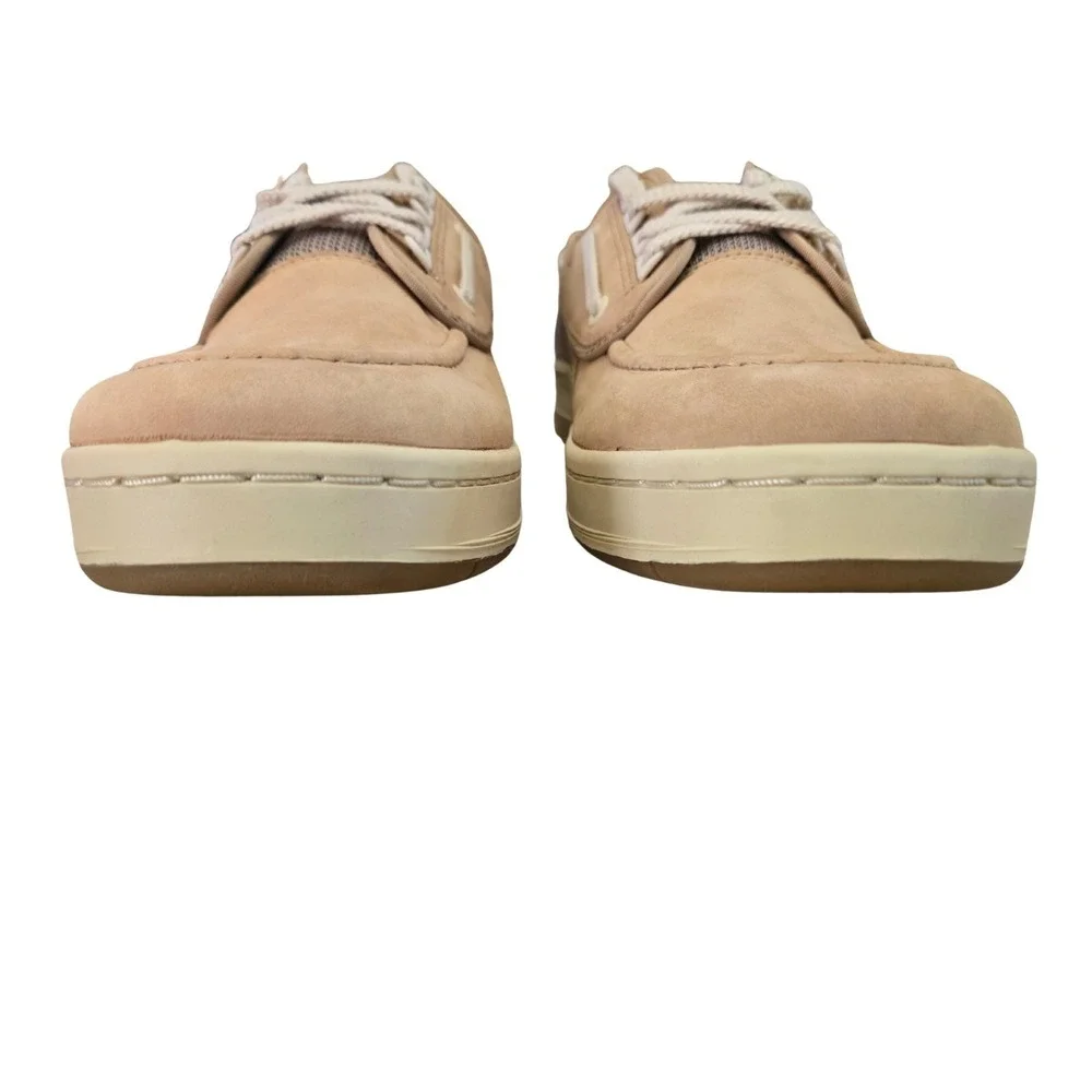Sperry Top-Sider 2-Eye Men's Boat Shoes Beige Leather Mesh Cream Sole Size 11.5